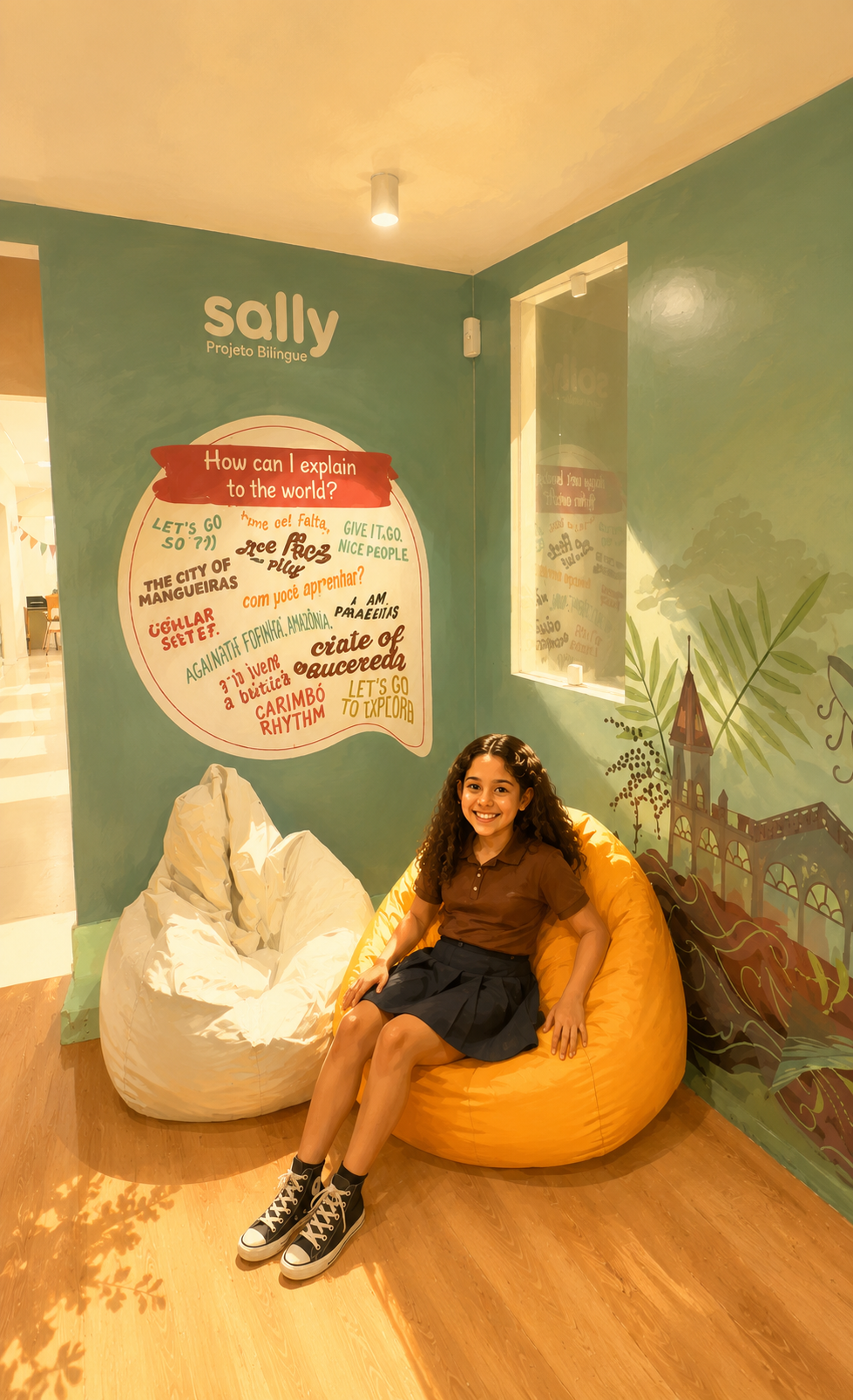 Lounge com mural How can I explain to the world